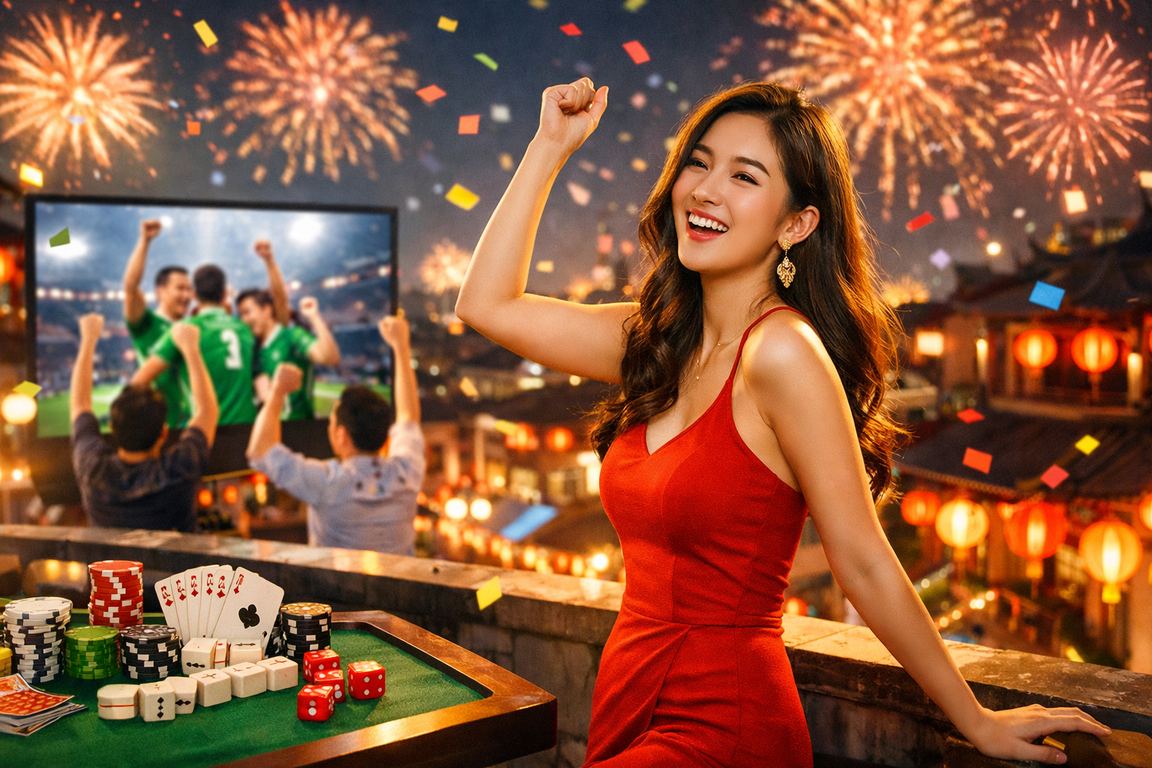 Người chơi bài tại Hà Nội trong không gian lồng đèn truyền thống buổi tối